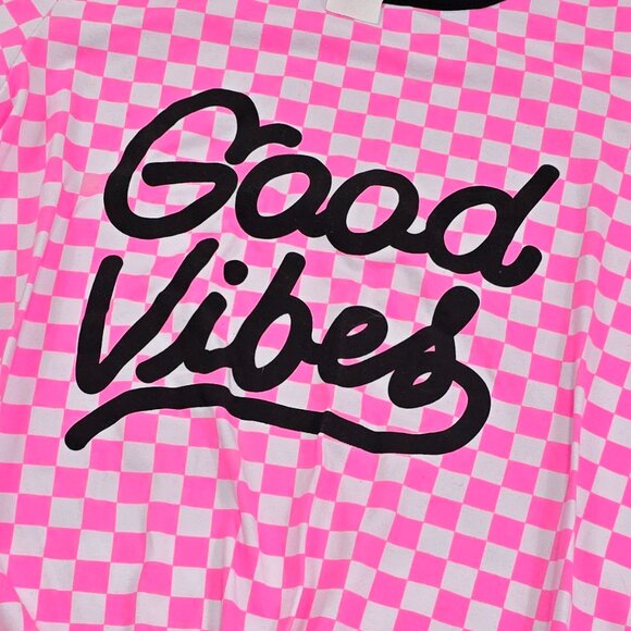 DG Girls Pink Checkered Good Vibes Graphic Tee Youth 10/12 - Picture 6 of 7